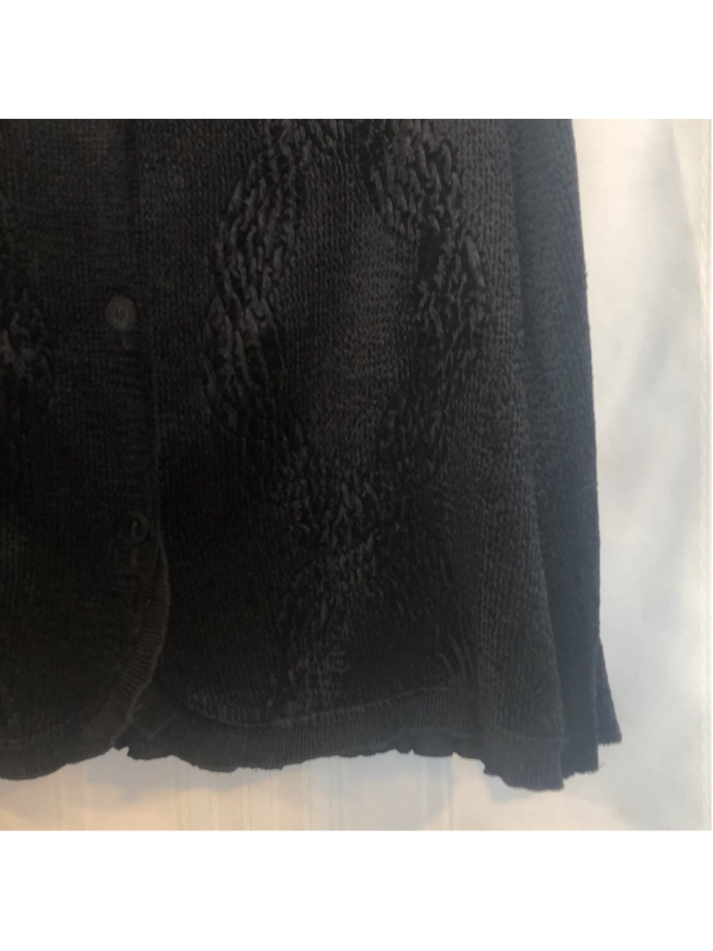 CHICOS Sz 3 Elegant Black Women's Cardigan Jacket PREWORN Pit to Pit 23 1/2" - Picture 8 of 15